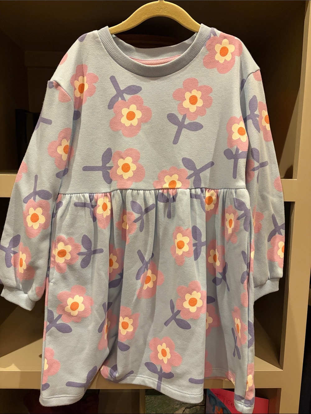 Cat & Jack 5T Blue Floral Sweatshirt Dress
